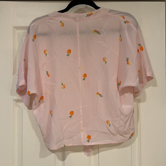 Rails Thea Peach Print Silk Tie-Front Top Blouse Small - Picture 6 of 6